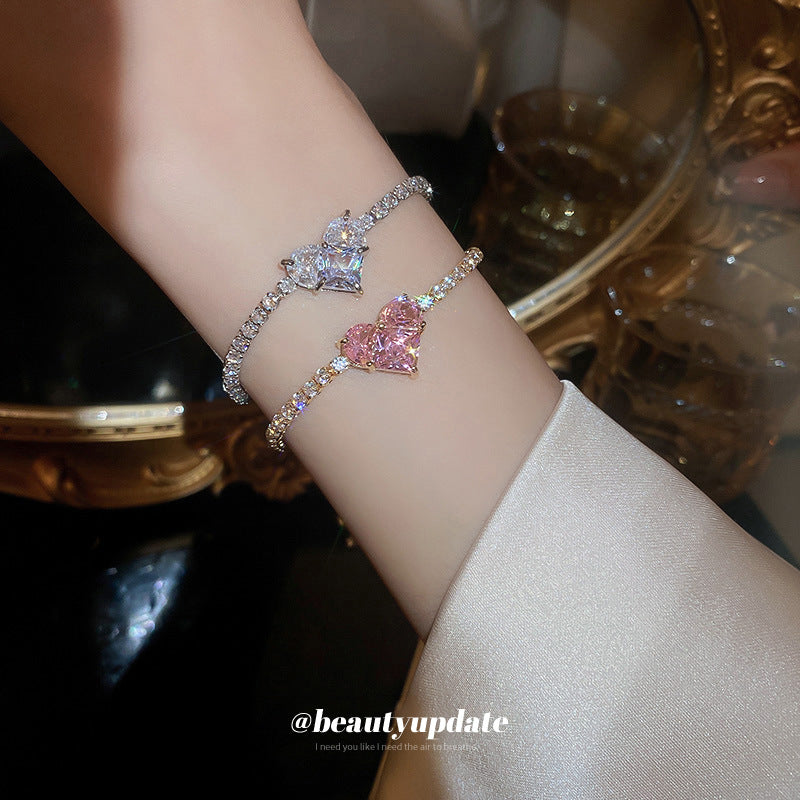 Light Luxury Heart-shaped Zircon Adjustable Fashion Design Classmates All Bracelets
