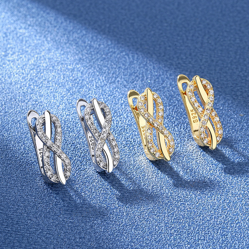 Women's Gold British U-shaped Fashion Princess Fashionable Inlaid Ear Buckle