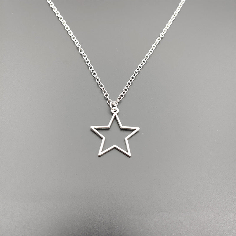 Retro Hollow Pentagram Ornament Zinc Alloy Necklaces