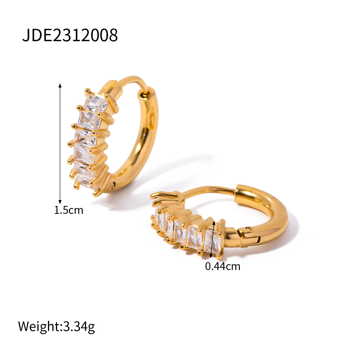 Retro Simple Fashion Commute Gold Stainless Steel Zircon Inlaid Eardrop Earrings