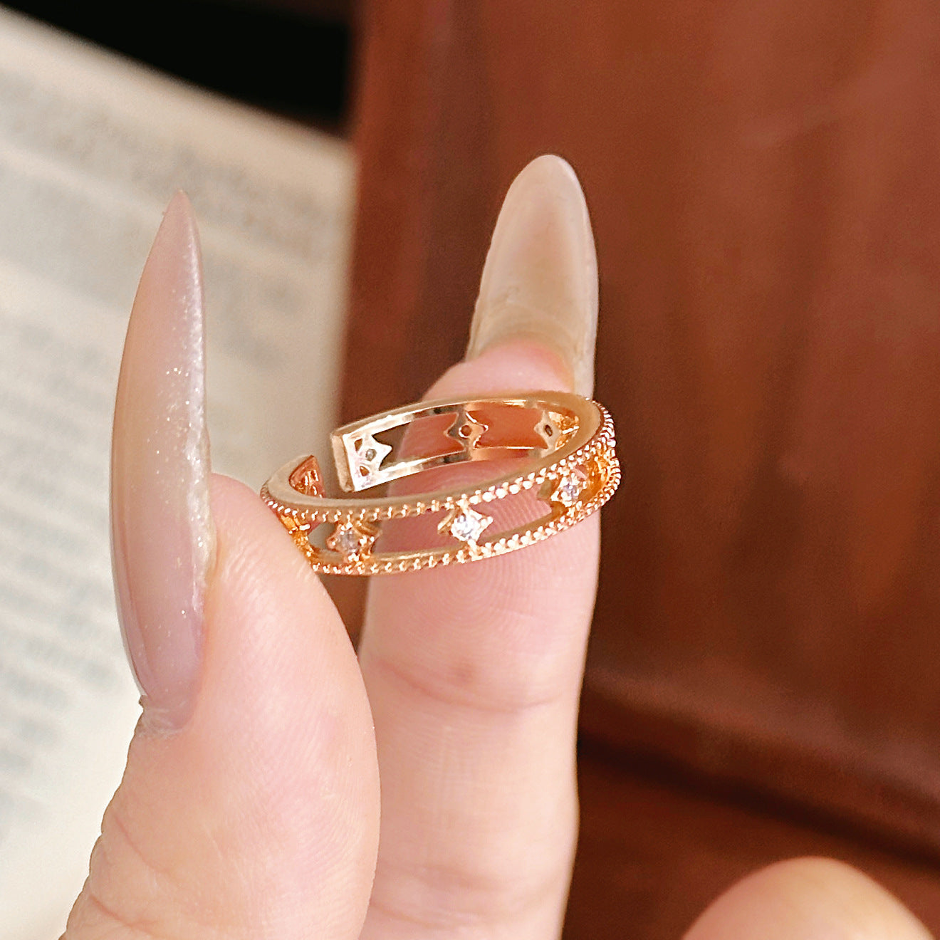 Delicate Super Shining Zircon Crescent Luxury Rings