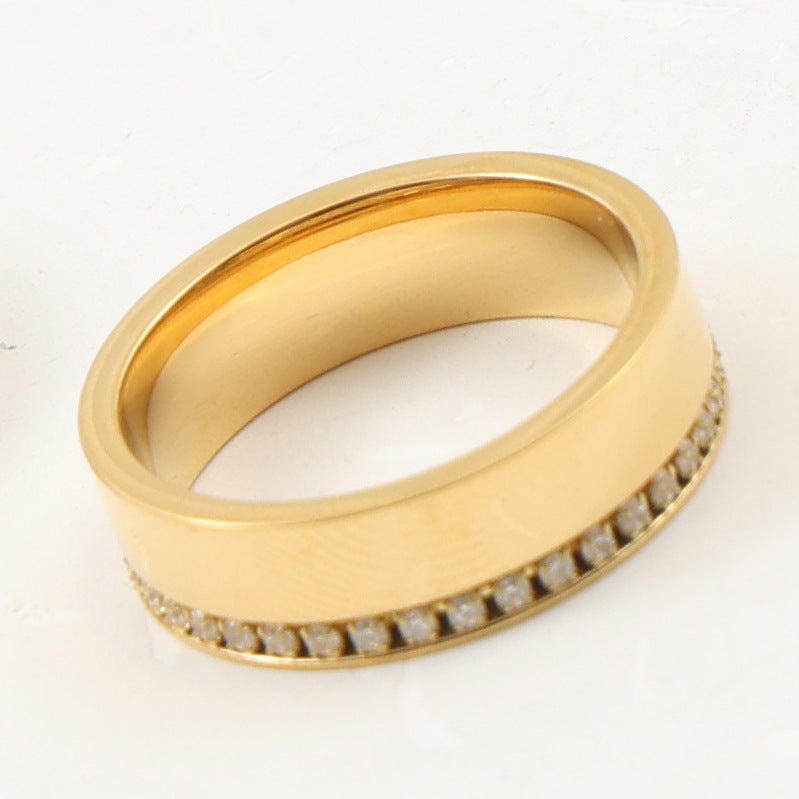 Zircon Titanium Steel Gold Plated Face Bracelet