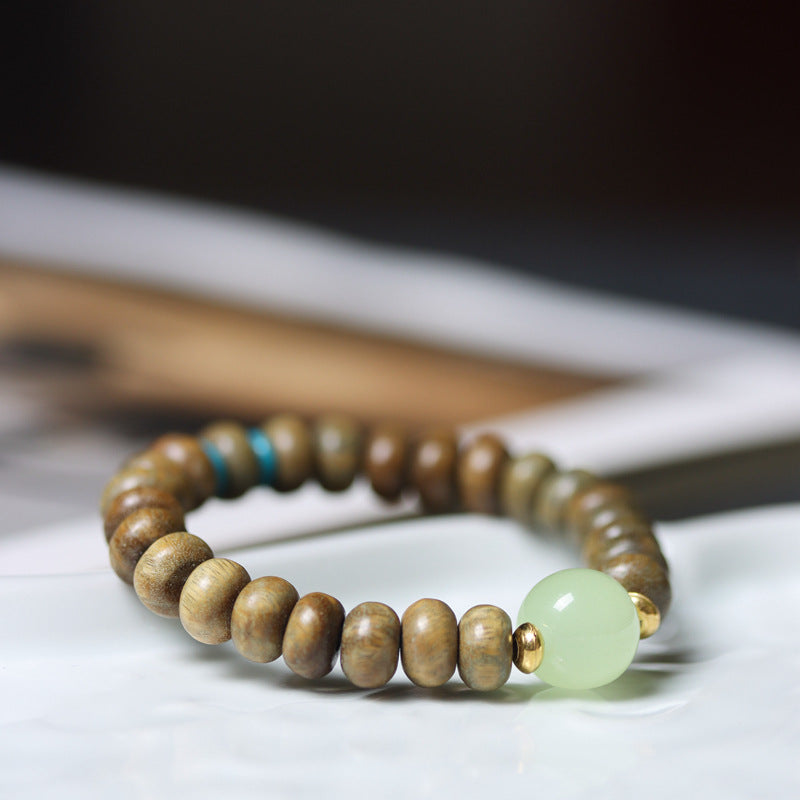 Men's Abacus Beads Night Moonstone Jade Sandalwood Bracelet