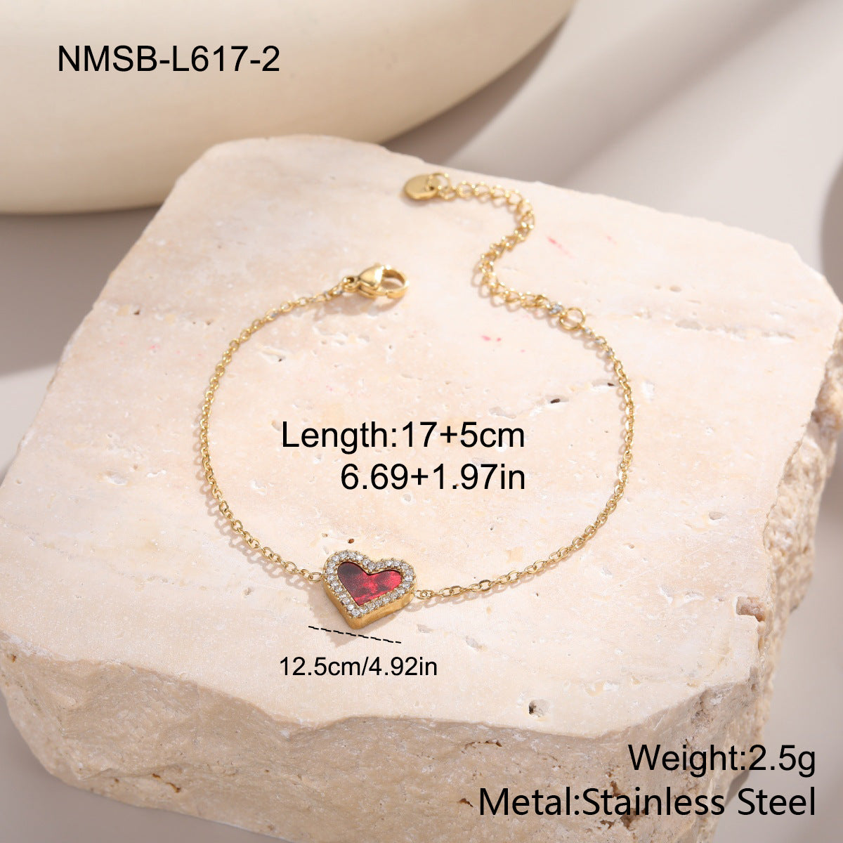 Women's Stainless Steel Retro Micro Rhinestone Heart Exquisite Refined Grace Bracelet