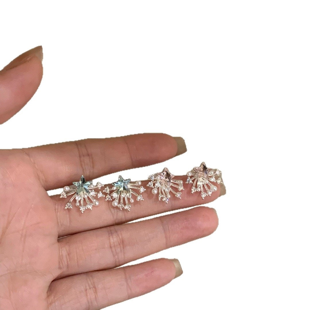 Sier Needle Exquisite Temperament Sparking Zirconium Earrings