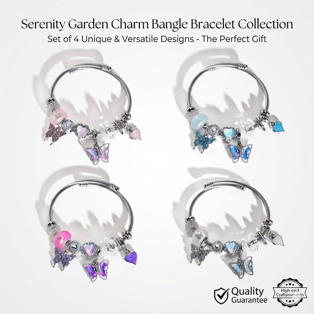 String Beads Love Butterfly Alloy Stainless Steel Bracelets