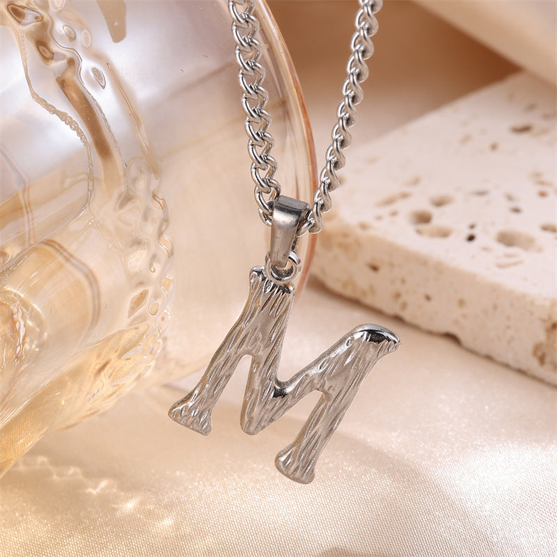 Textured Letters Design Sense Elegant Simple Necklaces