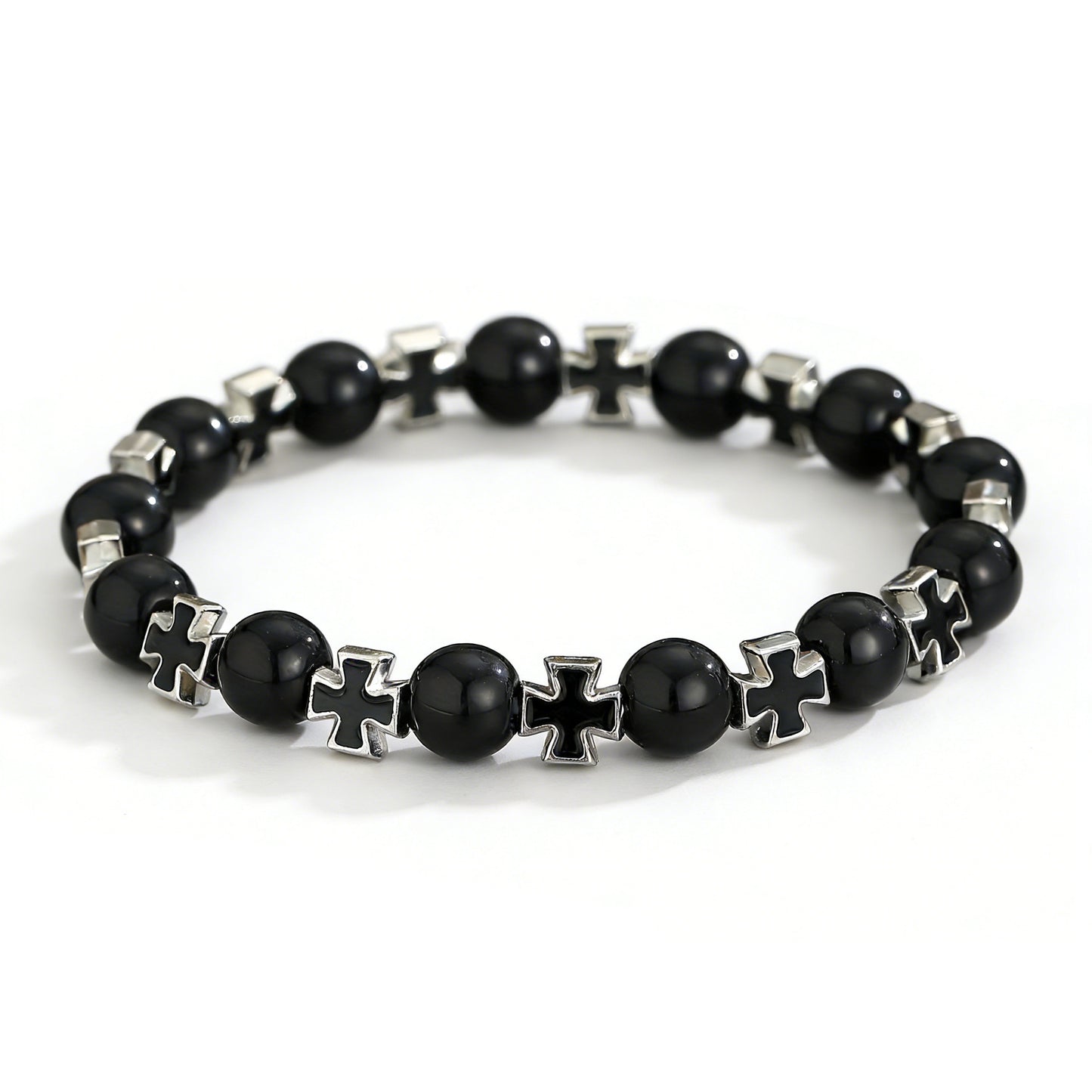 Cross Beaded Black White Color Matching Bracelet