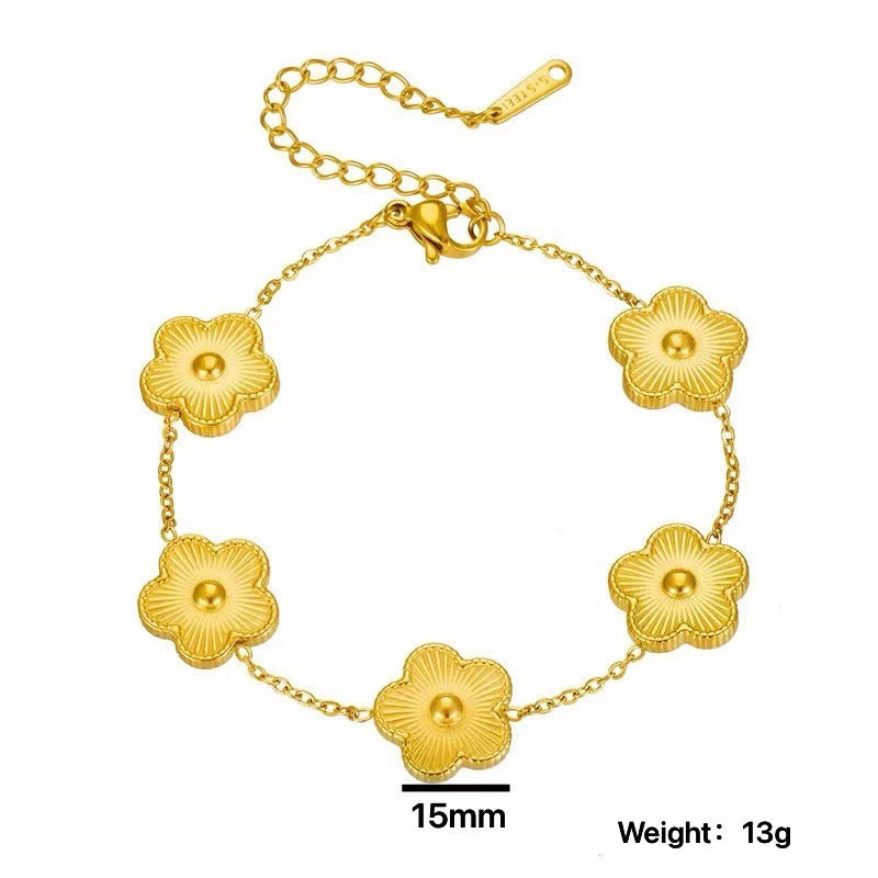 Elegant Five-leaf Flower Jewelry Suit Clover Laser Titanium Necklaces