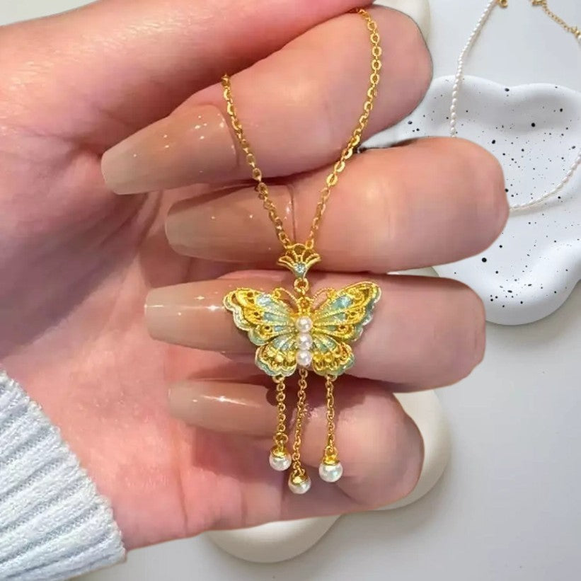 Sweet Cool Hot Butterfly Tassel Female Punk Retro Necklet Necklaces