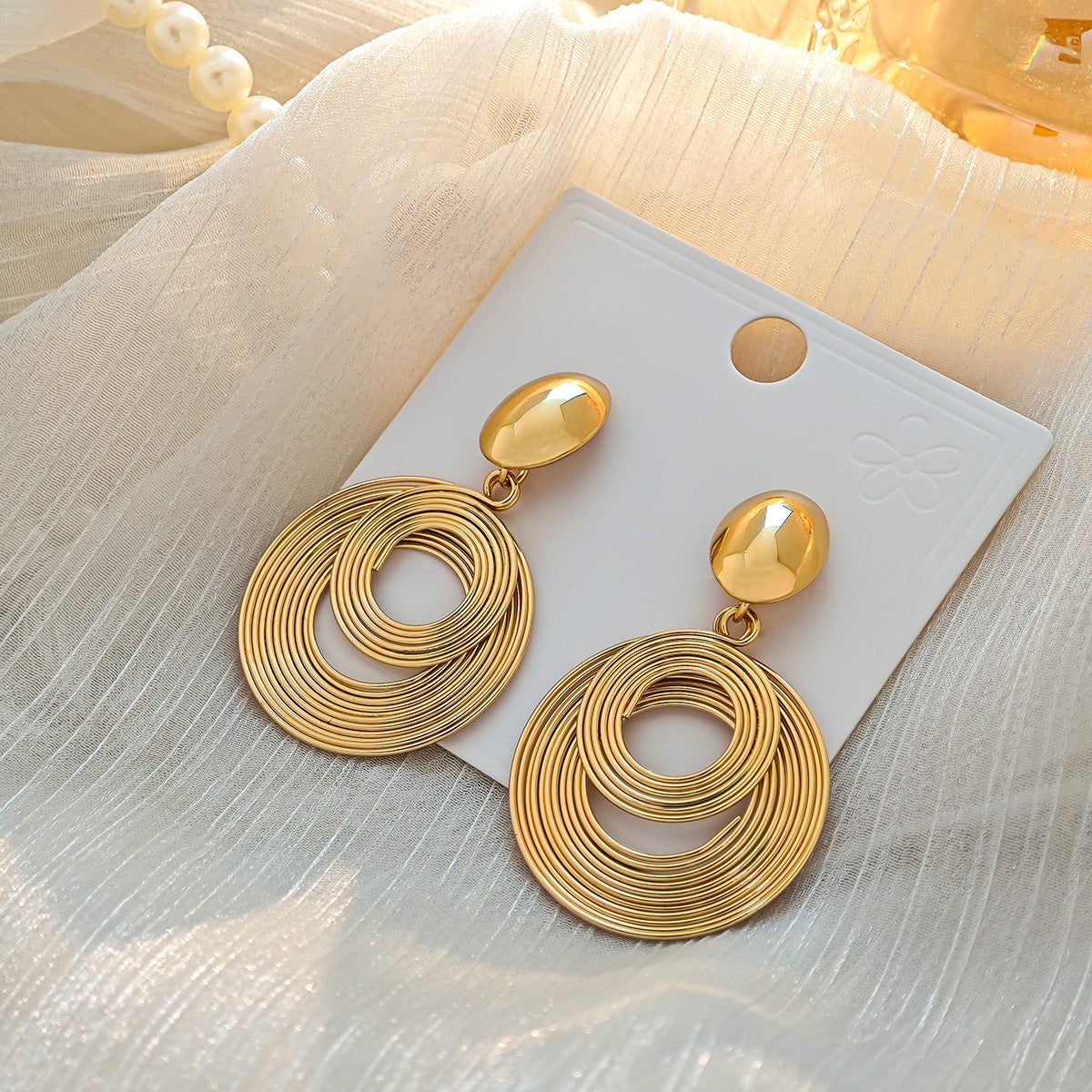 Metallic Geometric Round Hollow Simple Cold Style Earrings