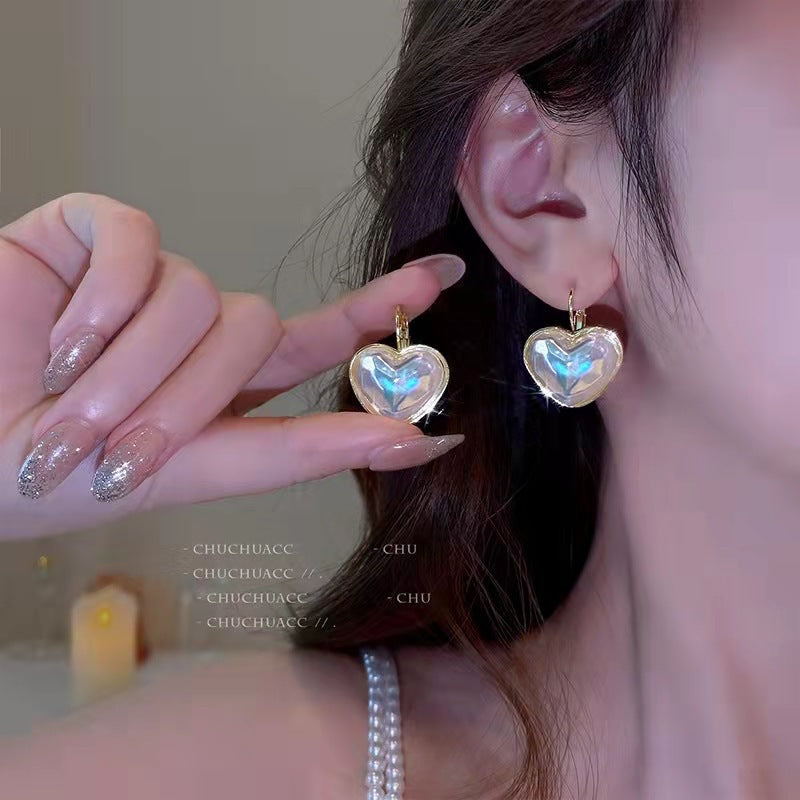 Mermaid Love Heart Niche Design Pearl Trendy Sweet Earrings