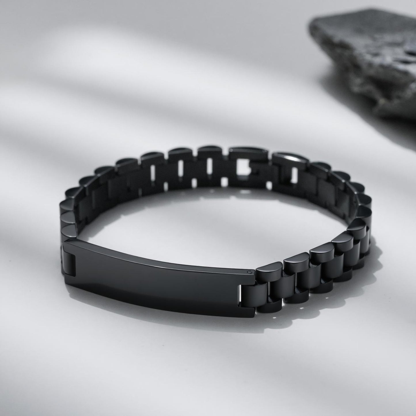 Three Beads Watch Band Chain Simple Trendy Stainless Can Carve Bracelet