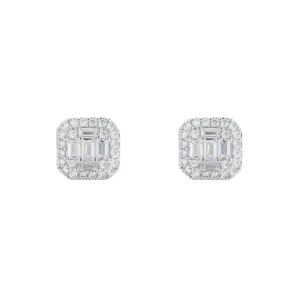 Square Sugar Diamond Zircon Exquisite Valentine's Stud Earrings