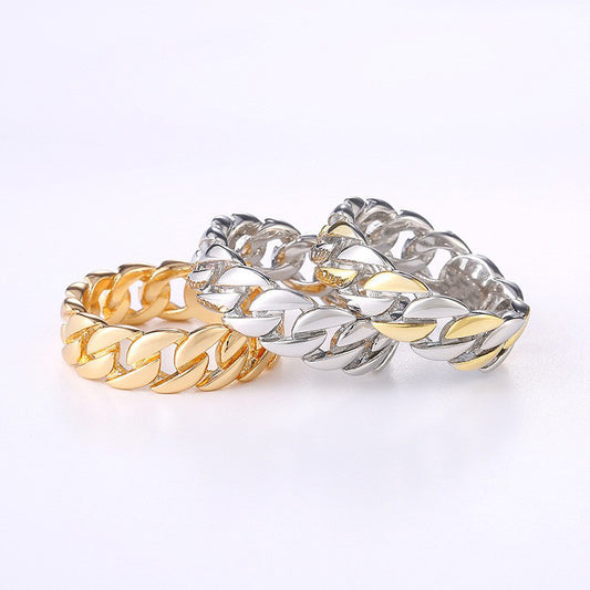 Men's Shi Copper Plating Two-color Chain Fashion Rings