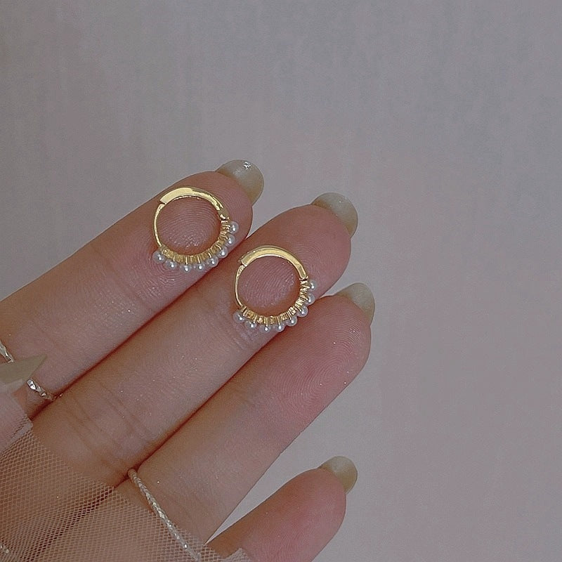 Women's Simple Compact Imitation Pearl Clip Fashionable Refined Grace High-grade Rings