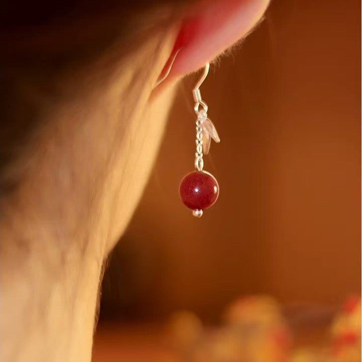 Bamboo Shadow Like Dream Cinnabar Ancient Style Chinese Earrings