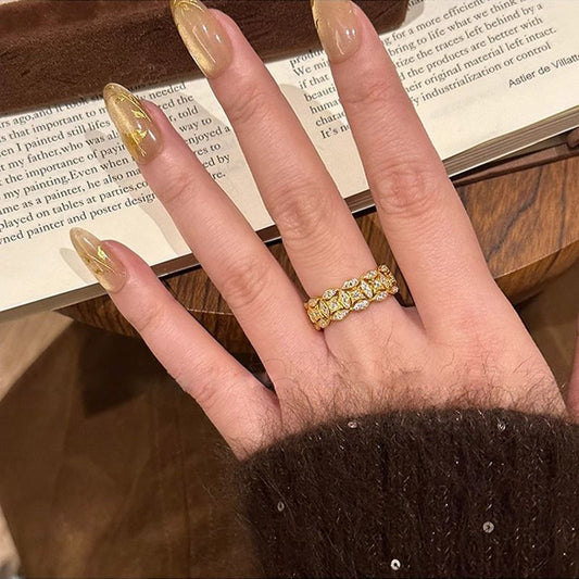 Dynasty Five Coins Female Retro Exquisite Niche Ring