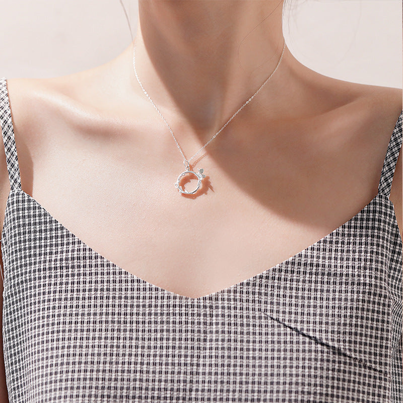 Women's Mori Style Blue Mermaid Tears Fish Cat Clavicle Chain Light Necklace