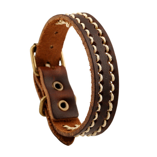 Men's Cattle Leather Color Changing Weave Vintage Bracelets