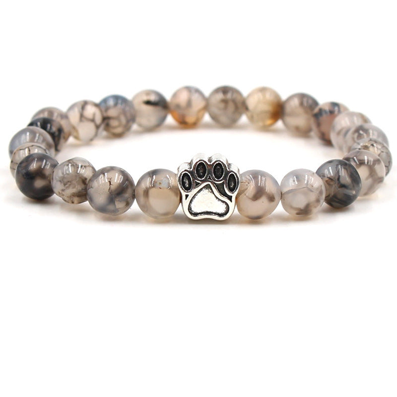 Holiday Gift Beaded Adjustable Foot Volcanic Rock Obsidian Turquoise Dog's Bracelets