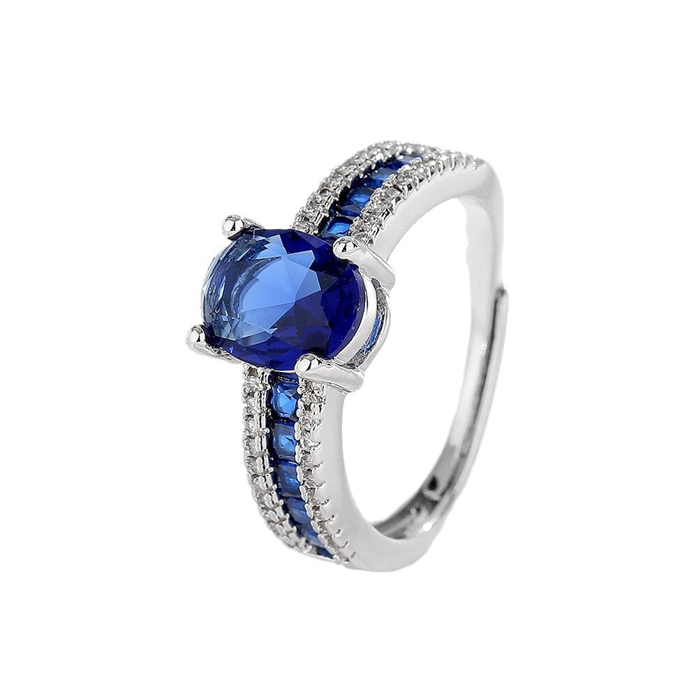 Luxury Bright Blue Pointed Crystal Color Zircon Rings