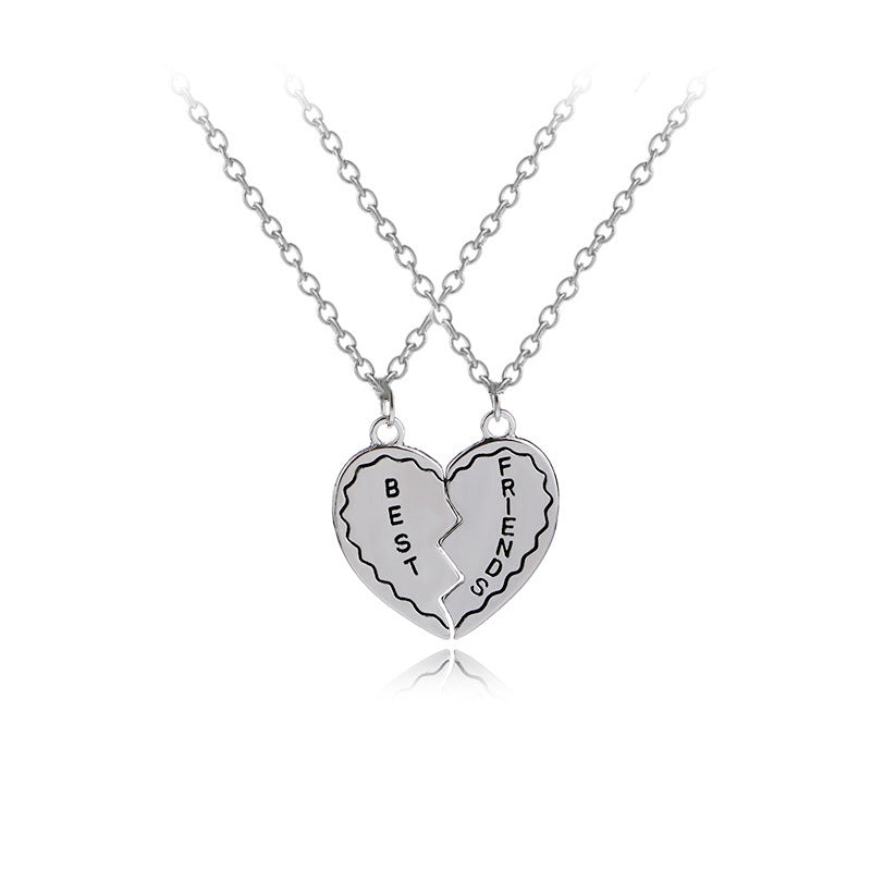 Friend Metal Stitching Love Peach Heart Necklace