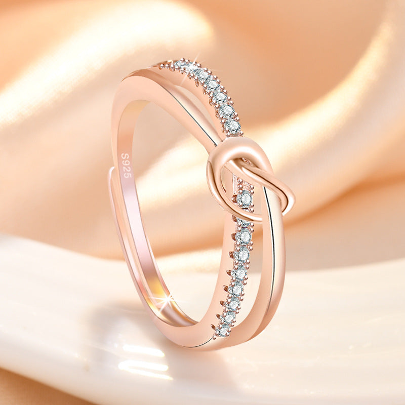 Single Row Diamond Knotted Female Korean Affordable Luxury Rings