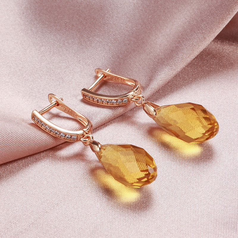 Women's Style Exquisite Refined Grace Yellow Zircon Stud Earrings