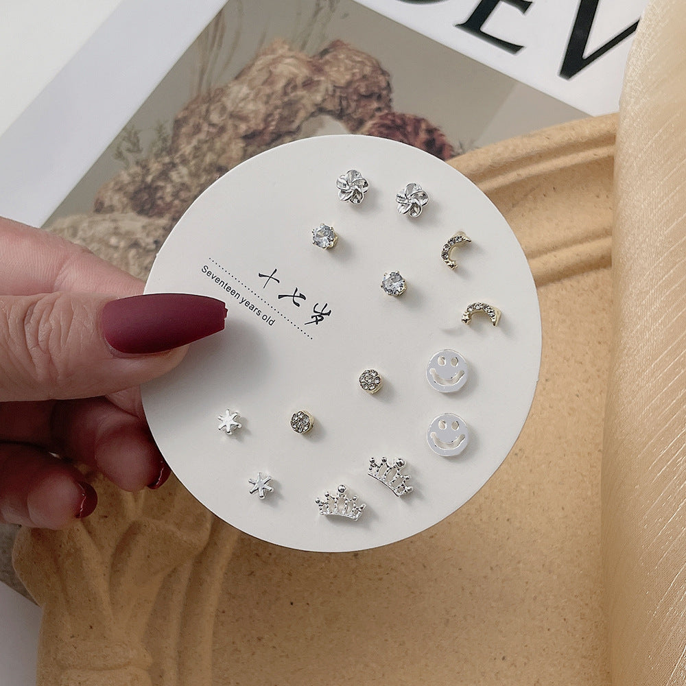 Elegant Pearl Niche Female Sier Pin Four Leaf Clover Stud Earrings