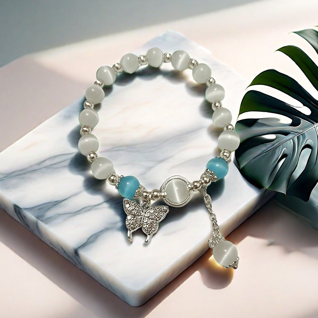 White Opal Butterfly Female Temperament Design Bracelets