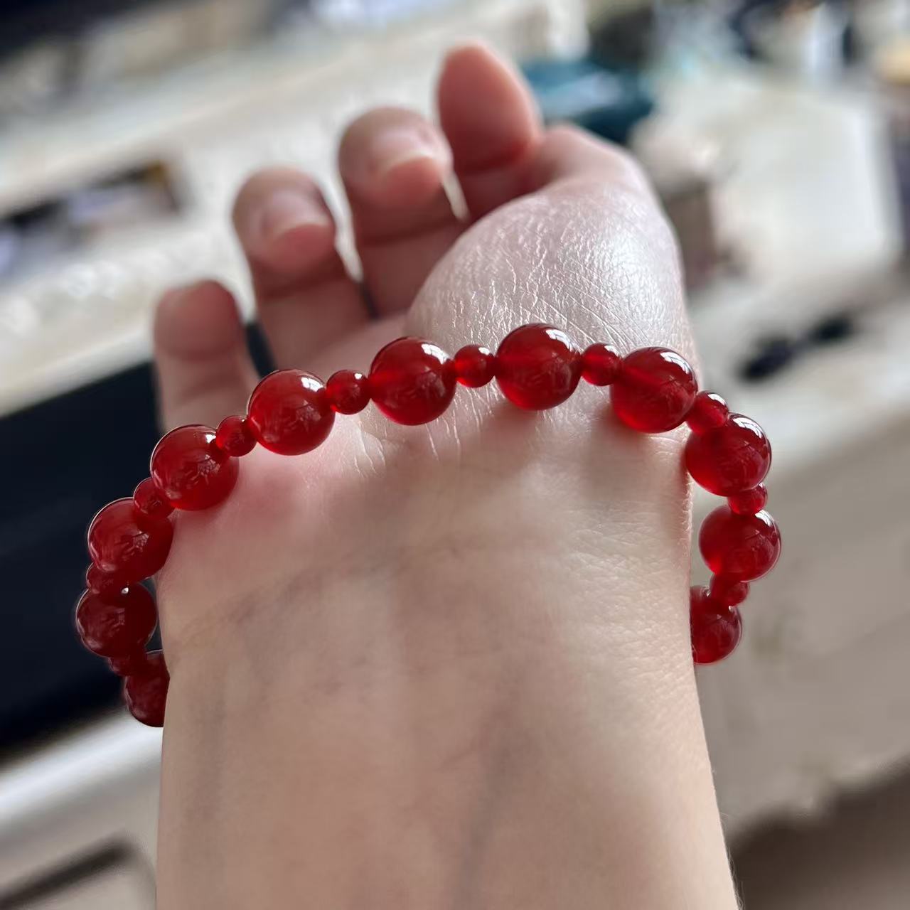Red High Quality Natural Carnelian Agate Double Circle Bracelets