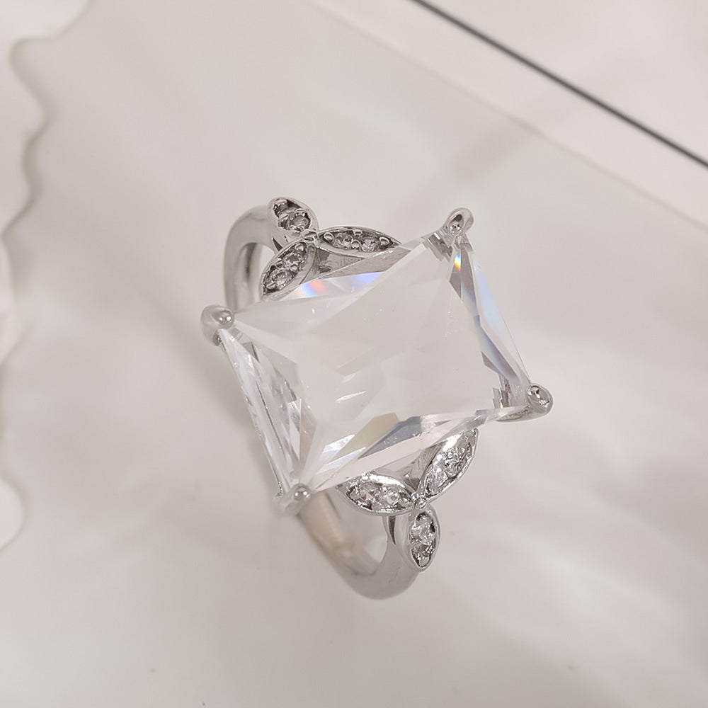 Women's Open-end Zircon Fashionable Classy Simple Cold Feeling Goddess Rings