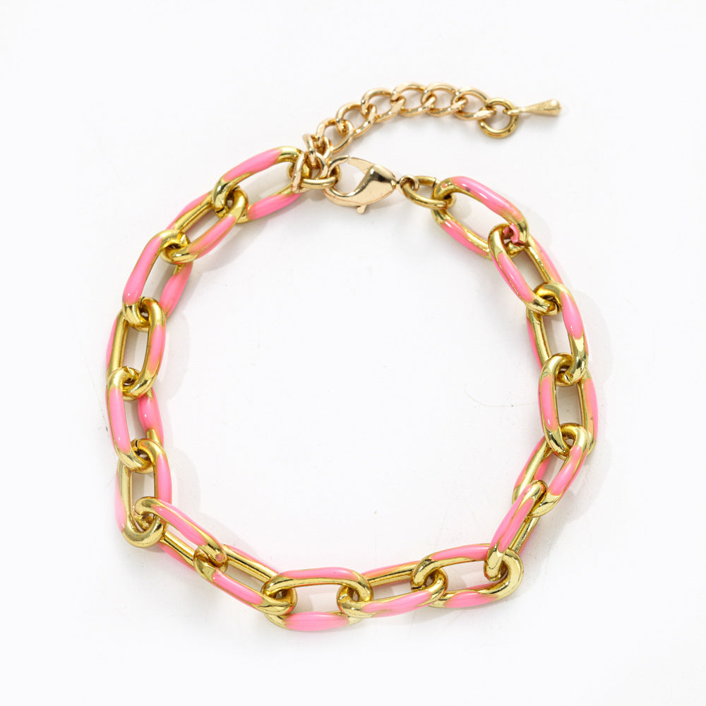 Women's Punk Alloy Oil Dripping Color Bracelets