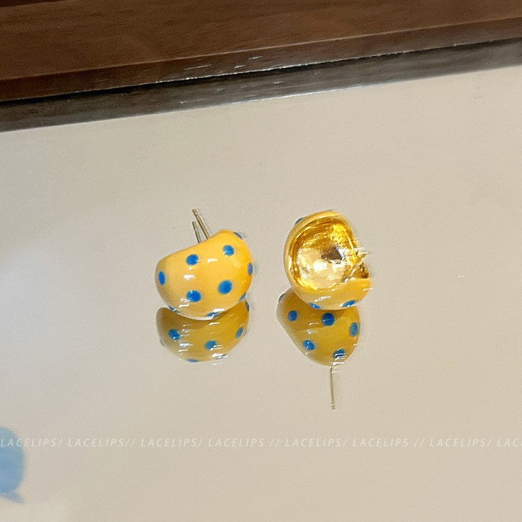 Women's Milk Yellow Wave Drop Glaze High-grade Light Luxury Dopamine Stud Earrings