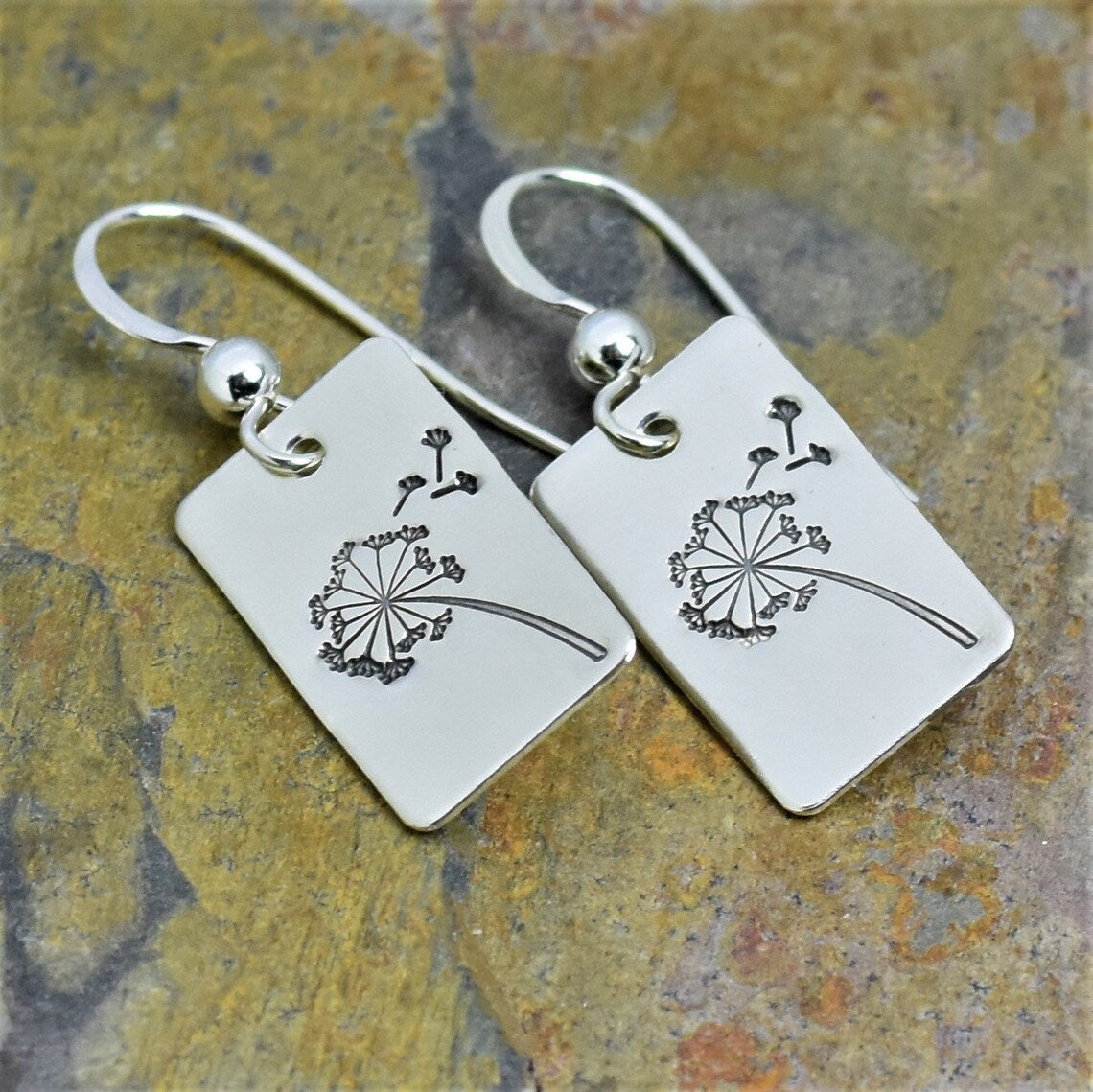 Simple Retro Rectangular Dandelion Modified Face Female Ear Stud Earrings