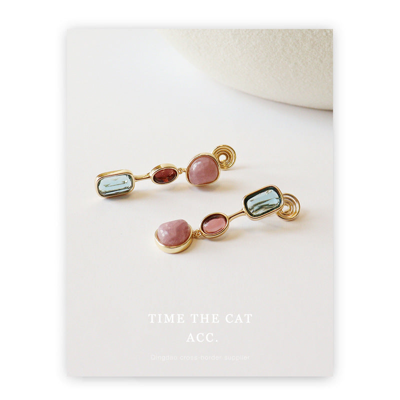 Stone Glass Sier Needle Copper Thick Gold Plated Color Retaining Rings