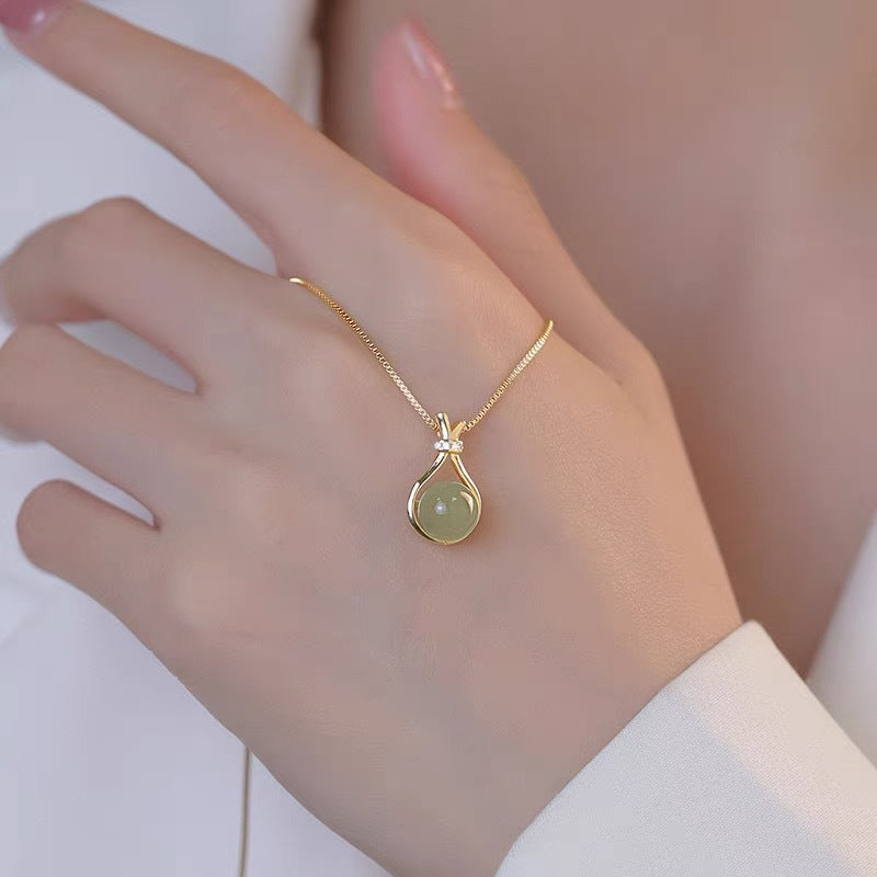 Women's Jade Special Interest Light Luxury National Style Simple Beads Clavicle Necklace