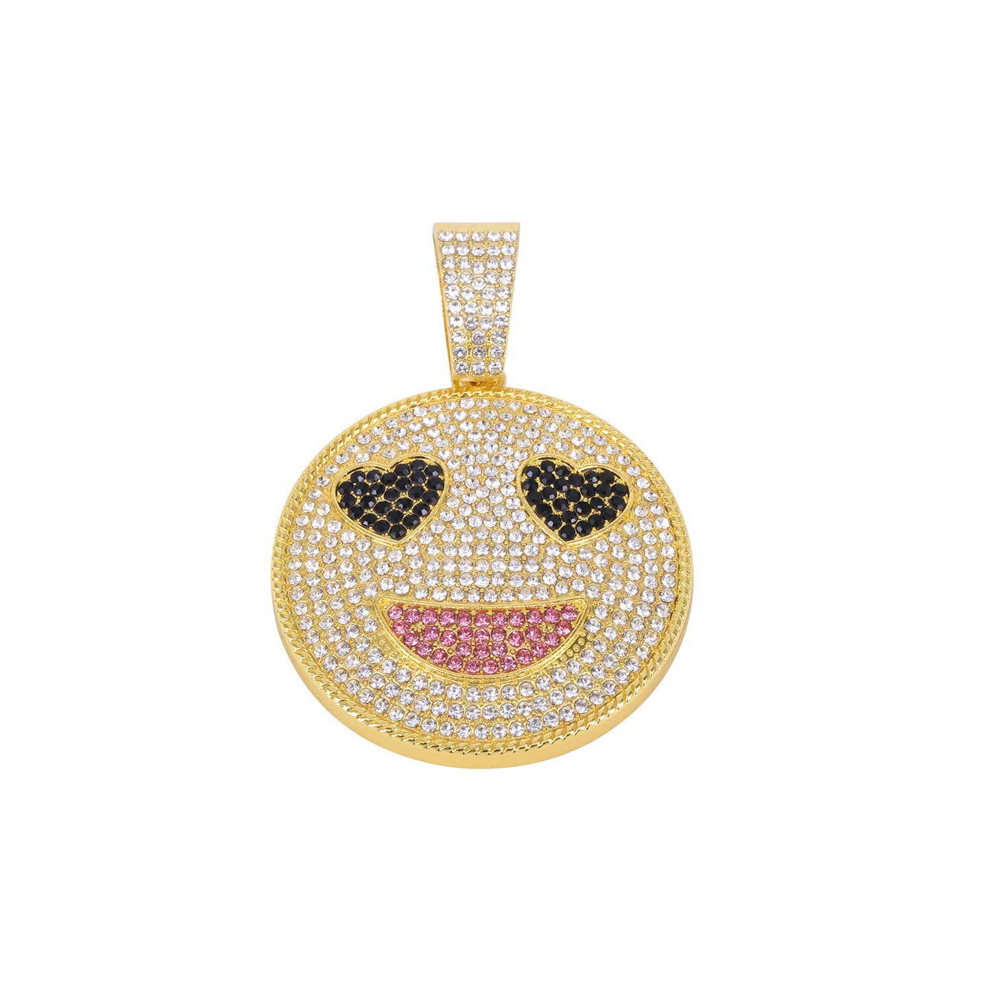 Women's & Men's Smiling Face Love Eyes Jeweled Hip Hop Pendants