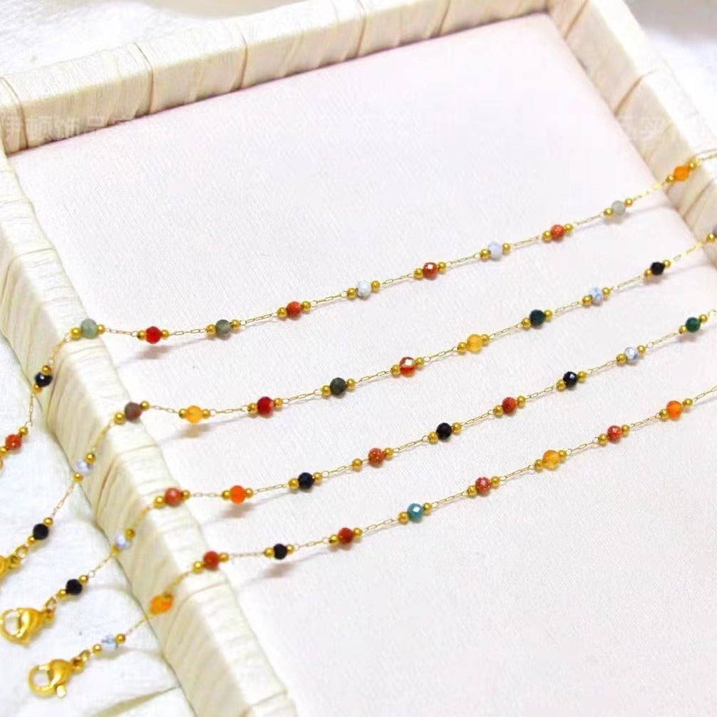 Niche High-grade Natural Stone Stitching Titanium Steel Gold Plated Refined Bracelet