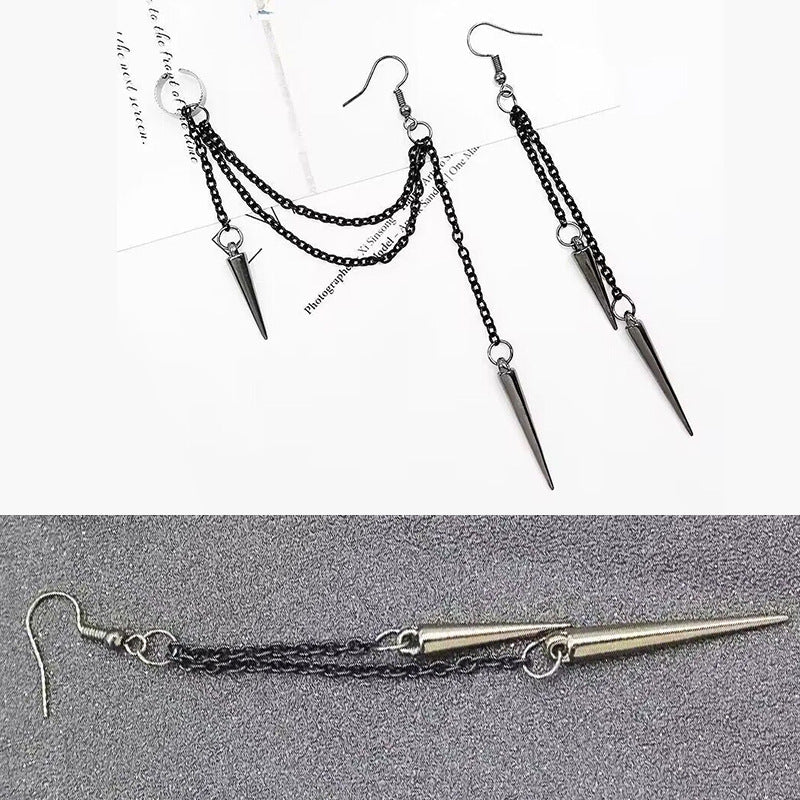 Long Short Rivet Ear Clip Fashion Stud Earrings