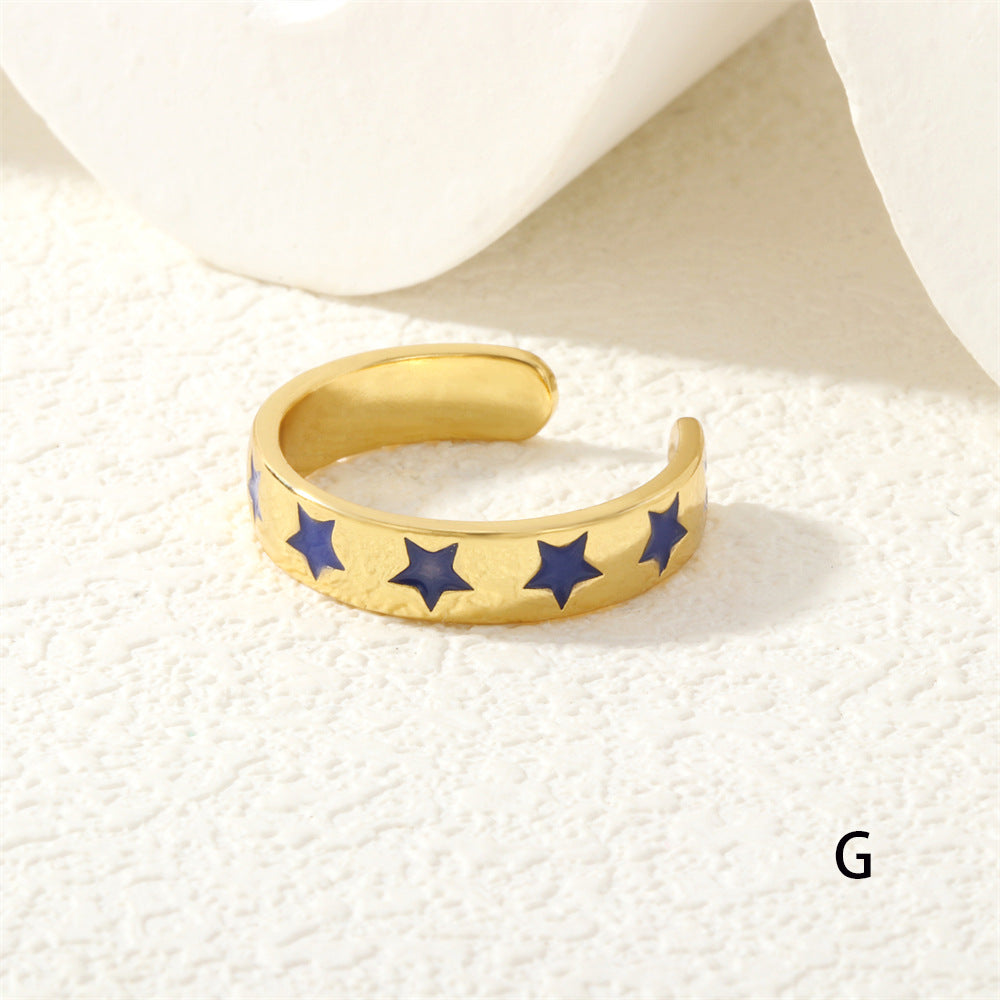 Element Style Five-pointed Star Cold Retro Rings