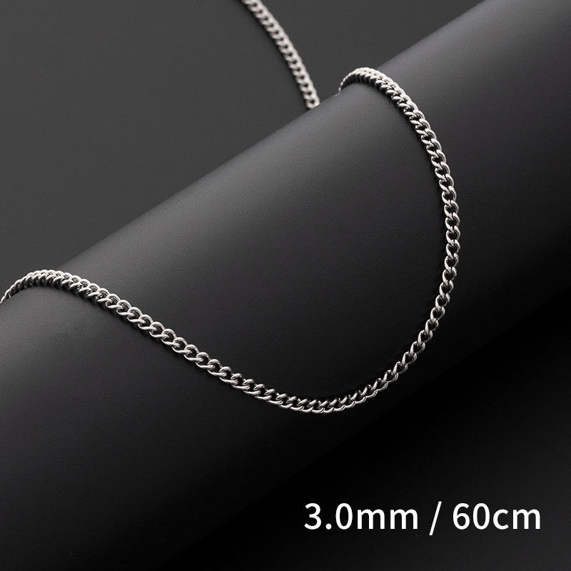 Men's Titanium Steel Chain Stainless Curb Thin Twisted Necklaces