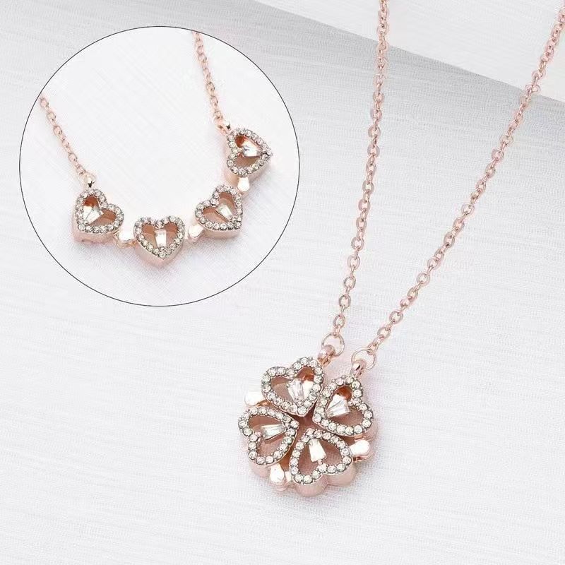 Women's Changeable Heart-shaped Four-leaf Flower Hollow For Fashion Necklace