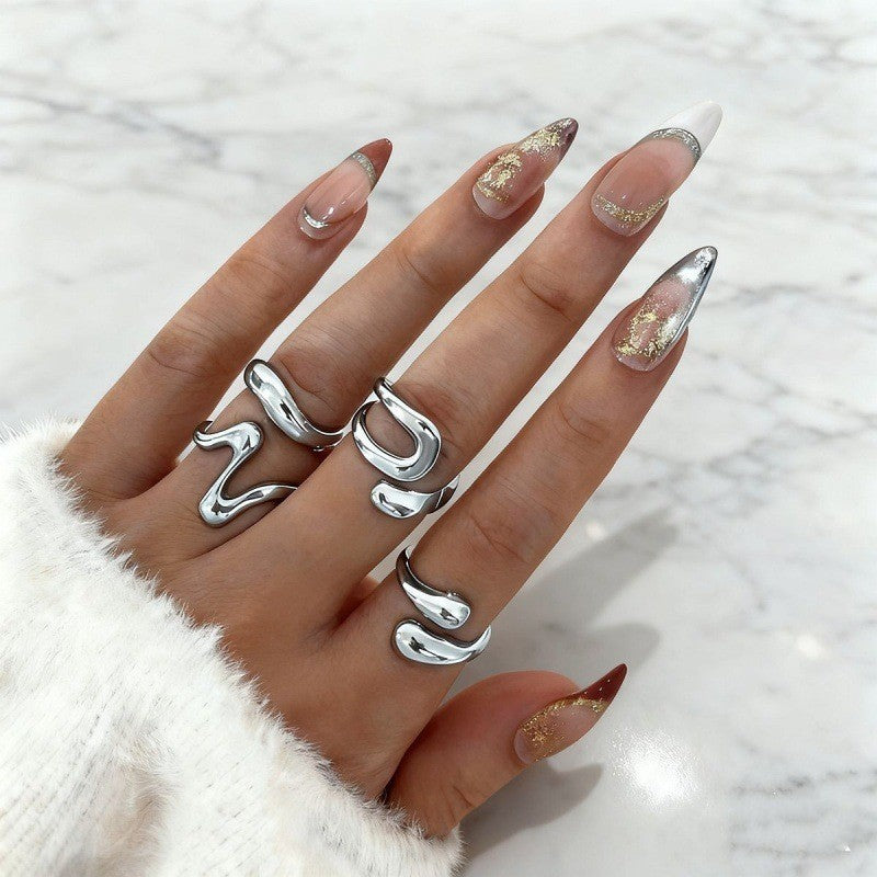 Hand Vintage Metal Geometry Irregular Diamond Ring