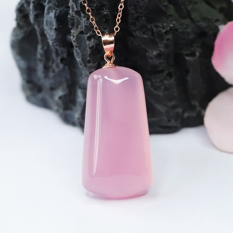 Inlay Natural Rose Chalcedony Lucky Agate Pendants