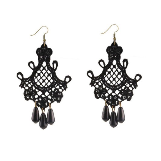 Women's Vintage Fashion Baroque Crystal Eardrops Black Earrings