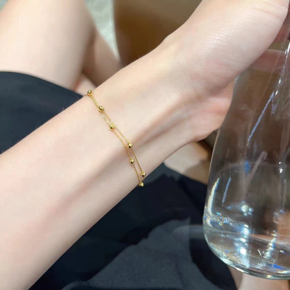 Women's Elegant High-grade Lucky Small Golden Beads Valentine's Bracelet