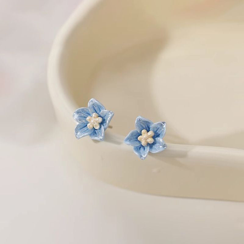 Blue Camellia Temperamental Minority Design Creative High-grade Rings