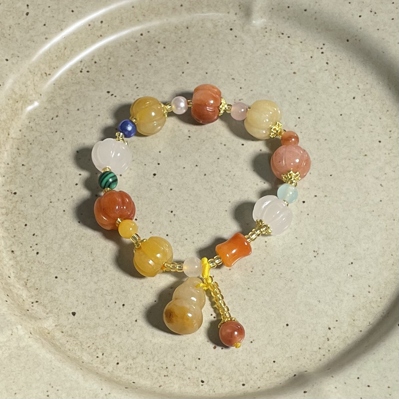 Style Crafts Ethnic Pumpkin Natural Stone Bracelet